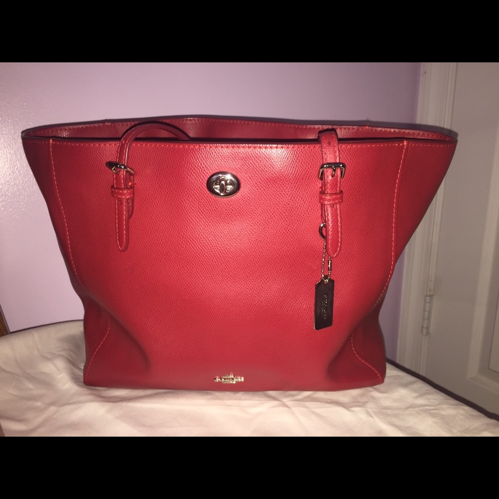 Beautiful Red Coach Tote
